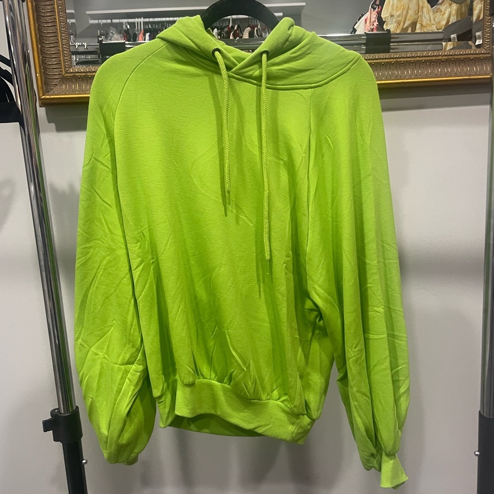 Neon Green Fleece Pullover Hoodie